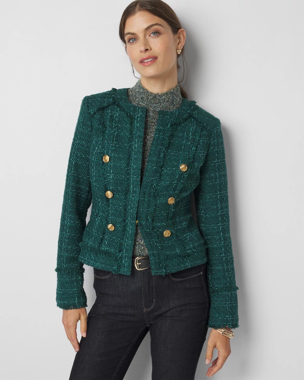 Teal Tweed Jacket | White House Black Market